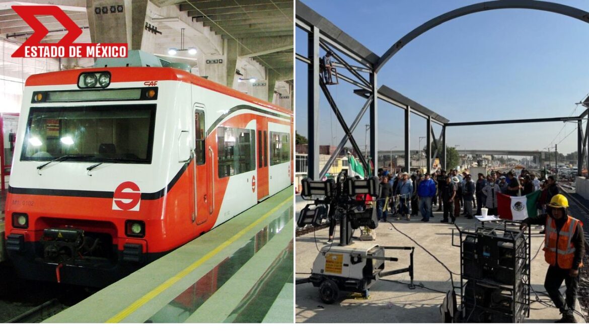 Personas manifestando en las vías del tren suburbano.